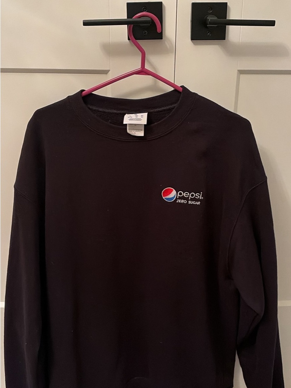 Champion Black Crewneck Sweatshirt with Small Pepsi Logo
